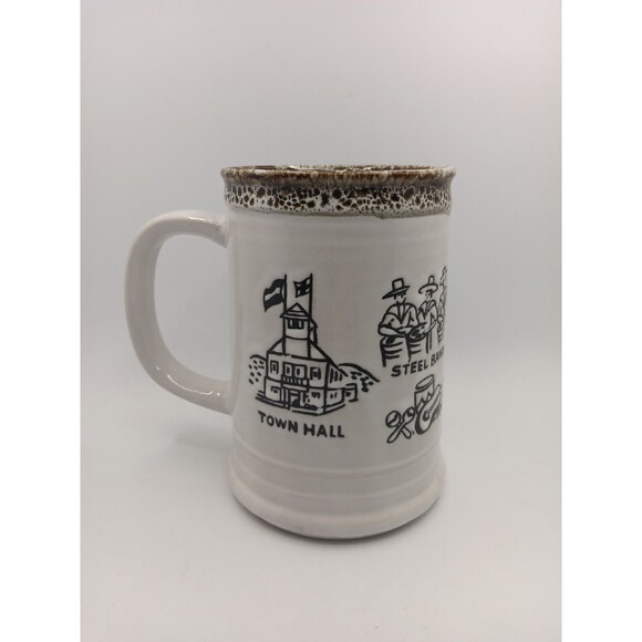 St. Maarten Coffee Mug Cup White Black Town Hall Steel Band Fish Japan Vintage - Picture 3 of 11